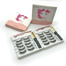 5 Pairs False Magnetic Eyelashes With Waterproof Magnetic Liquid Eyeliner With Tweezers